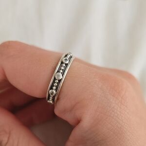 PANDORA Genuine Sterling Silver Ring Band With White Crystals Jewelry